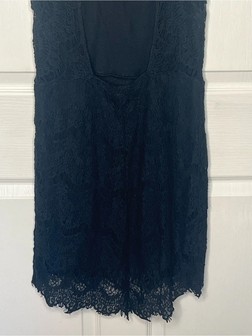 Free People Daydream Elegant Black Lace Mini Dress Sleeveless High Neck Sz M - Picture 8 of 13